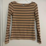 H&M Striped Wide Neck Long Sleeve Button Top Photo 2