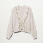 Mango 709 NWT  Ruffle Knit Cardigan Size XS Color Oatmeal Photo 1