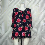 Kate Spade  Hazy Rose Double Layer Top In Black Floral Print Size Small‎ Photo 1