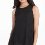 White House | Black Market Etta Black Cutout Embroidered Sleeveless Tank Top Photo 0