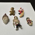 Christmas Holiday Brooch Pins Lot Of 5 Photo 0