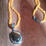Tiger's Eye Stainless Steel Pendant Necklace with Beaded Yellow Quartzite Photo 4