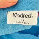 Kindred  Womens Floral Embroidered Button Up Shirt Top Size 1X Boho Blue Cottage Photo 5