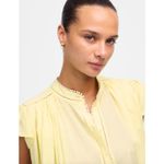 Madewell Shirred Lace Trim Top Blouse Cotton Viscose Iced Lemon Yellow Small NWT Photo 1