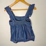 Harper Heritage  Denim Ruffled Tank Top with Floral Embroidery | M Photo 1