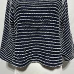ZARA Striped Textured Mock Neck 3/4 Sleeve Sweater Top Navy White Size Medium Photo 3