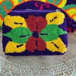 Colombian Wayuu Purple Butterfly Flowers Handmade Purse Bag & Coin Purse Artisan Photo 2
