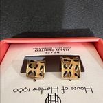 House of Harlow 1960 | Leopard Print Hoop Earrings Black Photo 4