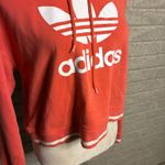 Adidas Cropped Hoodie Coral Orange Trefoil Logo Long Sleeve Women's S Photo 1