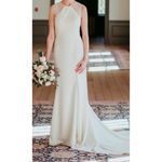 Nouvelle Amsale Bonnie Lace Crepe Illusion Column Wedding Dress Size 8 Photo 10