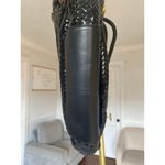 Donald J Pliner Black Woven Leather Hobo Bag Glossy Braided Handle Quiet Luxury Photo 4