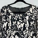 Max Mara Weekend Womens Floral 3/4 Sleeve Tie Waist Midi Dress Black White Size 6 Photo 4