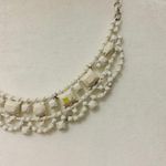 Shabby Chic White Painted Statement Necklace 8" drop Photo 1