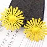Yellow Flower Big Statement Stud Earrings Photo 1