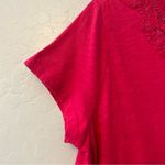Soft Surroundings  bright pink short sleeve vneck T-shirt with embroidery XL Photo 2