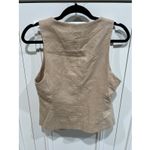 ZARA  Linen Cotton Blend Tan Vest Size Small Button Front Lined Classic Career Photo 1
