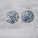 Vintage Clip On Earrings Light Blue Confetti Lucite 1950's Photo 0