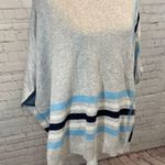 Talbots  Sweater Poncho Gray with Blue & White Stripes & High Neck-S/M Photo 1