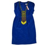 Tibi Cascade Beaded Silk Royal Blue Cap sleeve A-Line Dress Egyptian Vibe Size ) Photo 8