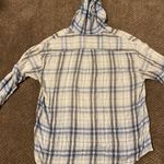 Aerie Hooded Plaid Button Down Shirt Photo 1