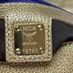 MCM Gold Leather Studded Flap Shoulder Bag Photo 9