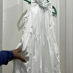 LAKE Poplin Ruffle Neck Dress in White Sleeveless Tiered Cotton Dress Sz M Size M Photo 7