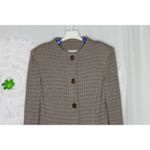 St. John Couture Knit Coat Textured Size 6 Brown Purple Silk Lined Long Photo 1