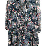 Joie  size XS long sleeve‎ romper shorts with pockets blue pink floral lined silk Photo 0