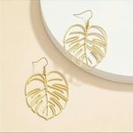 NEW GOLD Creative Hollow Big Leaf Earrings Boho Ear Jewelry Womens Pierced Photo 2