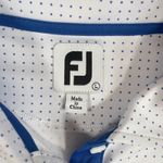 FootJoy Golf Shirt Polo Womens Large 3/4 Sleeve White Blue Dot Greenbrier Logo Photo 2
