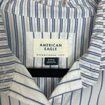 American Eagle Nautical Womens Blue Striped Collared Shirt Size Medium Photo 1