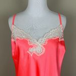 Victoria's Secret  Slip Nighty Large‎ Coral Silky Satin Lace Trim Mini Lingerie L Photo 3