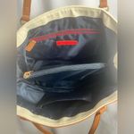 Tommy Hilfiger Purse Large Canvas Tote Shoulder Bag Vegan Leather Double Strap Photo 4