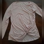 Loft  thin sweater with Knot on it . Stripped light punk and white size Xs Photo 3