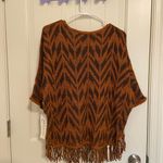 Ny Collection NEW |  women’s orange brown pattern tassel loose sweater medium‎ Photo 5