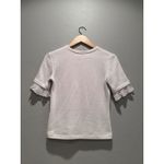 ZARA  Cream Off White Knit Shirt Midi Skirt Ruffle Matching Set Size Small Photo 3