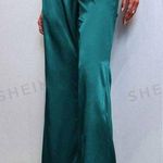 SheIn  Women's Teal Satin Wide-Leg Pants Photo 0