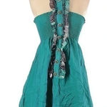 Meghan LA Meghan Los Angeles Retro Chic Teal Sleeveless Button Down Ruffle Dress Size 2 Photo 0