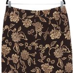 Josephine Chaus Vintage  100% Silk Brown Tan Floral Midi Skirt Size 14 Photo 5