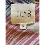 Anthropologie TRYB  Red White Blue Painted Plaid 100% Silk Tunic Blouse‎ Size S Photo 10