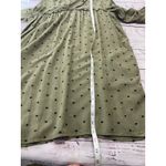 ZARA  Babydoll Dress Womens S Army Green Polka Dot Split Mock Neck Viscose Photo 6