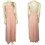 B Darlin B. DARLIN Pale Peach Sequin & Chiffon one shoulder Gown size 3/4 Photo 1