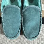 L.L.Bean Women Blue Suede Fleece Lined Mountain Moccasin Slippers Size 7 M Photo 1