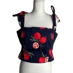 Modcloth NWT x Collectif Peace, Love, and Pomegranates Navy Blue Tank Top size 6 Photo 3