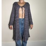Vintage Gray Front Tie Long Sweater Cardigan Size Medium Photo 2