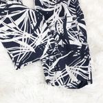 Loft Navy Blue Linen Blend Strapless Tapered Leg Jumpsuit Palm Print Size 0 Photo 9