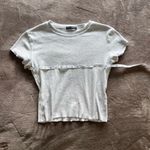 Brandy Melville  Gray Crewneck Baby Tee Women’s T-Shirt One Size GUC Photo 7