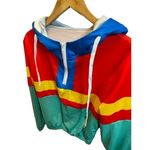 EUC Multicolor 90s Style 3/4ā Zipper, Drawstring Hoodie w/ Elastic Waist Blue Size M Photo 2