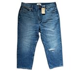 Madewell Knee Rip Classic Straight Jeans Jade Wash Size 33 Photo 3