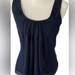 New York & Company Ruched Blue Tank Top Photo 0